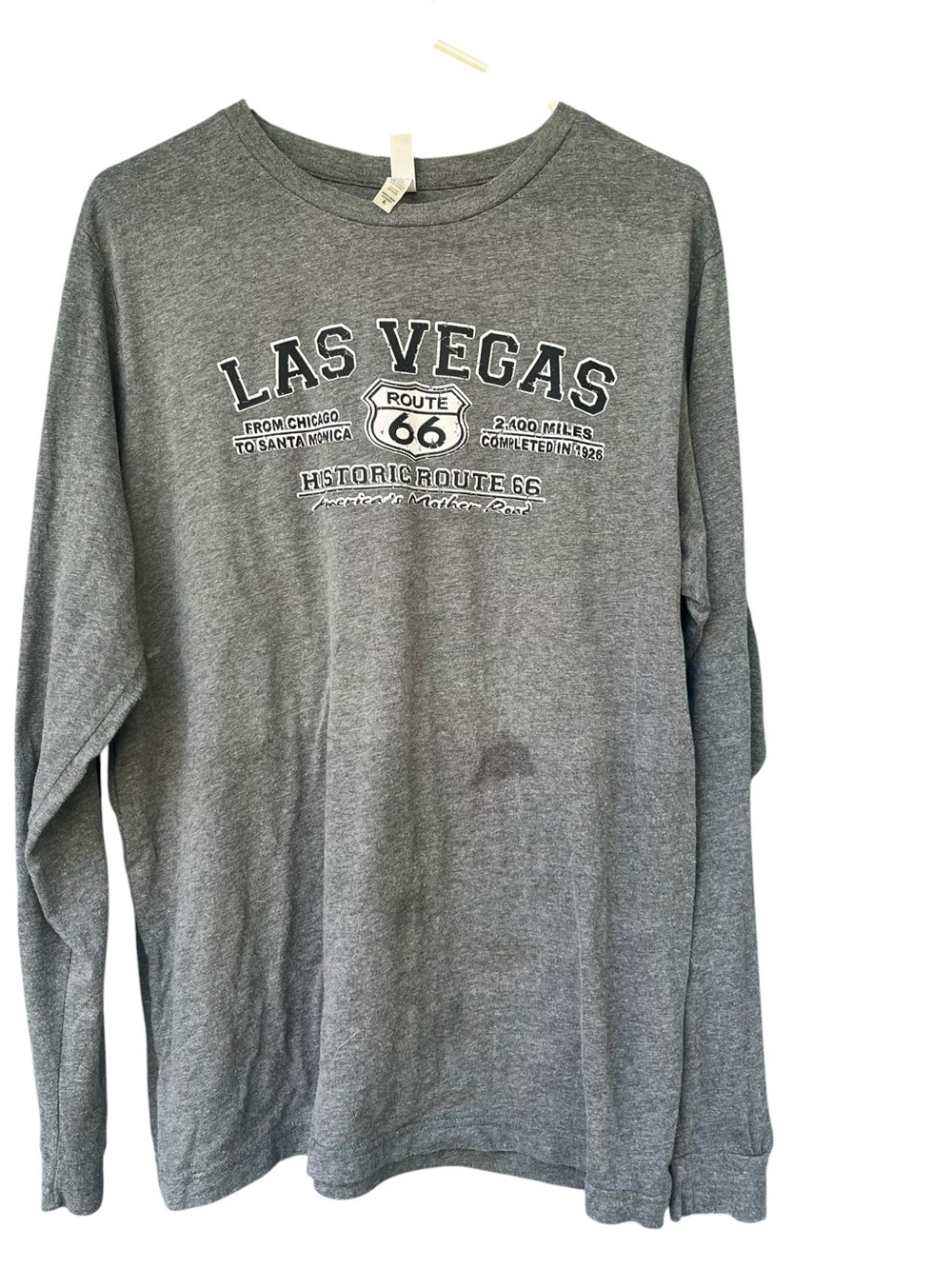 Gildan Gray Las Vegas Route 66 Long Sleeve Tee